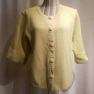 Grace Elements Chartreuse Buttondown Sweater Sz XL